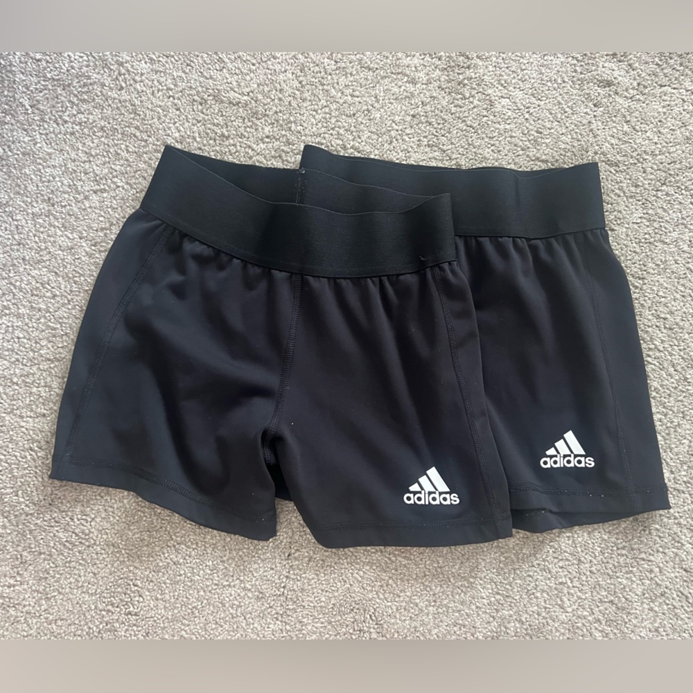 2 pair Girls Black Adidas volleyball shorts